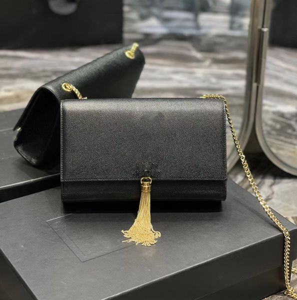 

luxury tassel chain shoulder bag apricot caviar crossbody bag y brand handbag designer leather wallet ladies metal flap purse wholesale 2-co