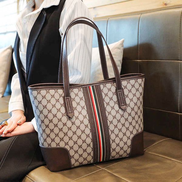 

shoulder tote bags for women 2022 new luxury fashion large leather shopping designer plaid travel party female laphandbags