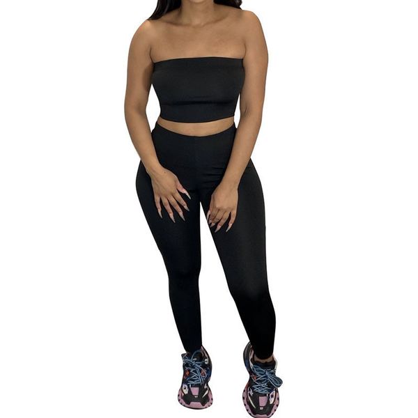 

women s two piece pants set summer clothes for women strapless crop and leggings suit 2 club outfits matching sets 230106, White