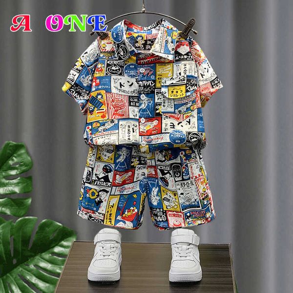 

clothing sets summer boys blouse short 2 pcs set baby suit kids clothes fashion cartoon outdoor beach vacation travel boys clothes t230106, White