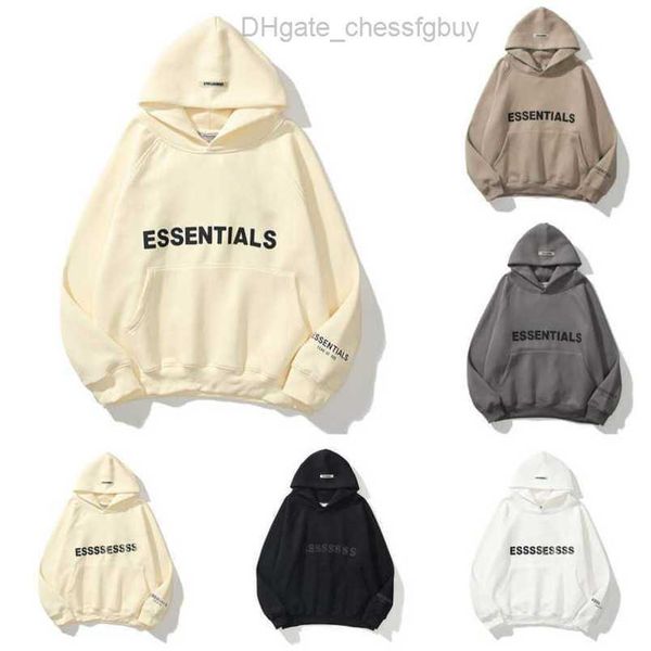 

sweatshirts men's luxury essentials jackets ess hoodies men women chest letter pullover loose hooded sweatshirt sweater casual hoodie, Black