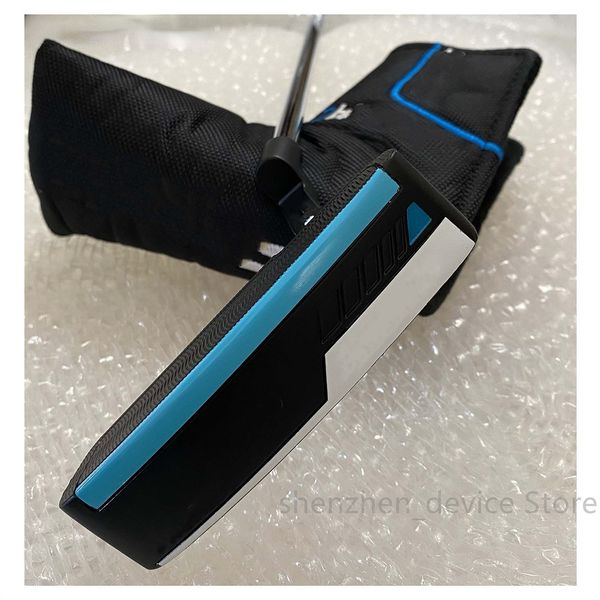 

with head cover golf putter black and blue straight golf club