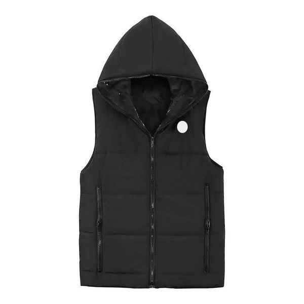 

mens downs vest parkas with hat puffer vests winter sleeveless gilet outdoor designer down jacket zipper geometric pattern natural color 7 c, Black;brown