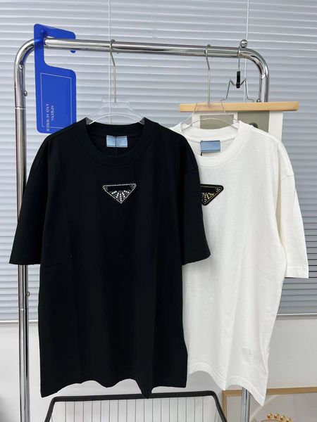 

women t shirt mens tshirts designer clothes fashion shirts woman pure cotton fabric drilling letter men and womens short sleeve2023, White