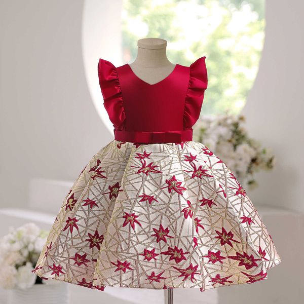 

girl's dresses dresses for girls carnival costume for kids embroidery elegant birthday party formal princess vestido children clothing, Red;yellow