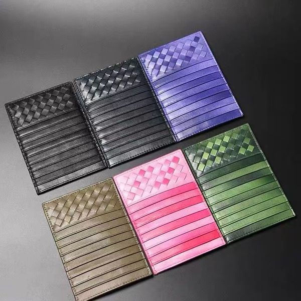 

designer men's and women's wallets fashion new products ultra-thin large capacity multi-slot leather woven sheep pickup cover, Red;black