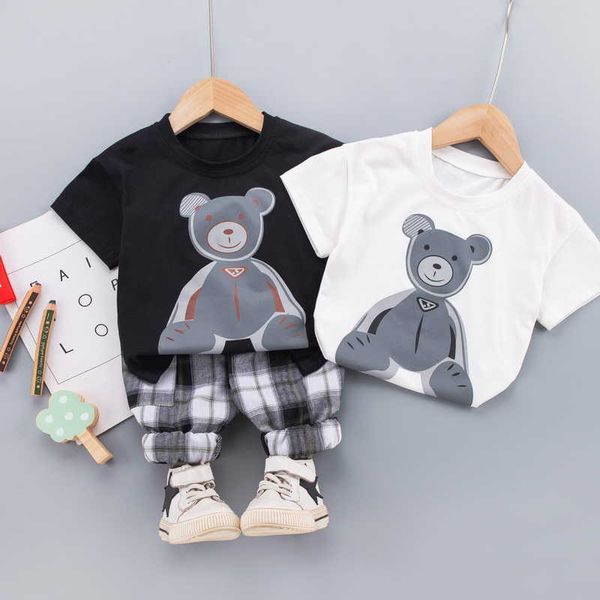 

clothing sets summer kids suit children's clothing t-shirt short sleeve cotton boys casual clothes baby girl clothes cartoon print t23, White
