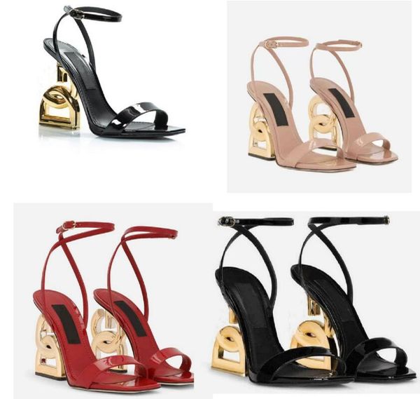 

perfect brand luxury keira calfskin nappa leather sandals shoes for women pop heel gold-plated carbon high heels excellent quality lady sand, Black