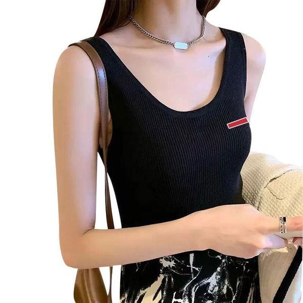 

womens knits sleeveless woman tees shirts tank women slim vest shirt soft silk tshirts design summer lady short breathable, Black;white