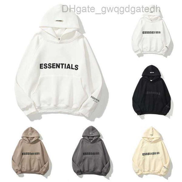 

men's essentials sweatshirts jackets luxury ess hoodies men women chest letter pullover loose hooded sweatshirt sweater casual hoodie, Black