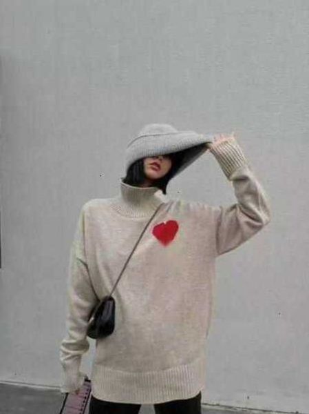

men's sweaters designer winter fashion amis love collar knitted sweater men's casual pullover women's sweater hz, White;black