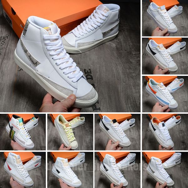 

casual shoes mens trainers sneakers vintage blazers black white multi color white indigo pine green designer platform blaze mid 77 jumbo low