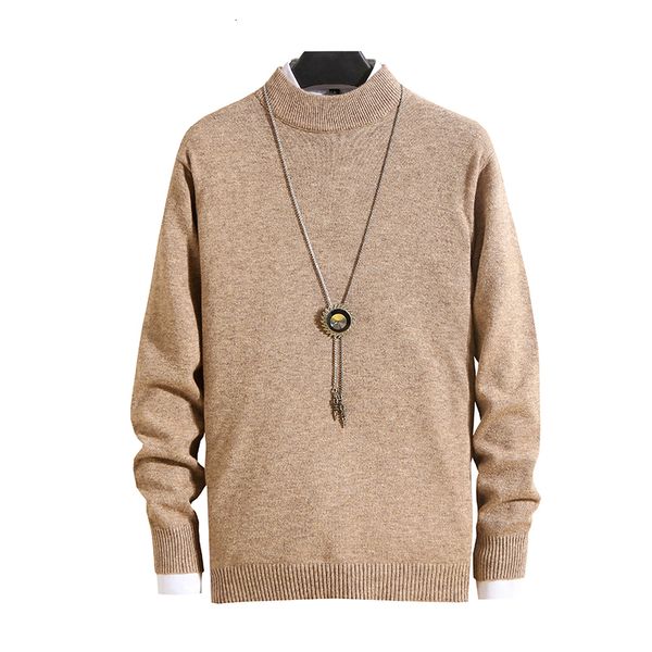 

men's sweaters half high neck solid color slim casual warm 230107, White;black