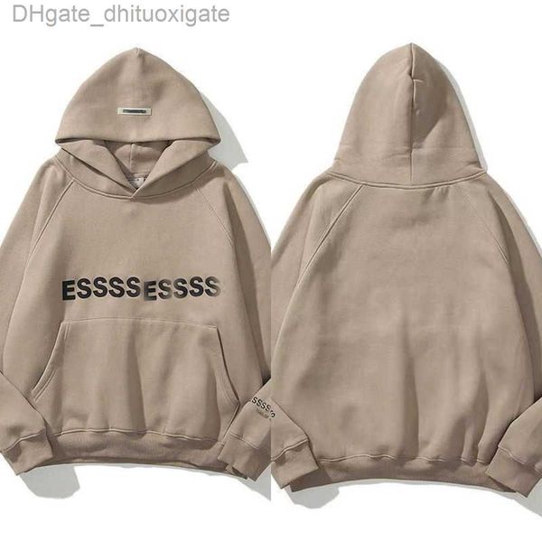 

essentials luxury men's sweatshirts jackets ess hoodies men women chest letter pullover hoodie hooded sweater loose casual sweatshirt, Black