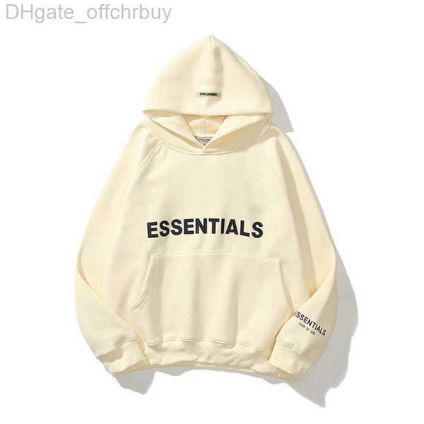 

luxury men's essentials sweatshirts jackets ess hoodies men women chest letter pullover loose hooded sweatshirt sweater casual hoodie, Black