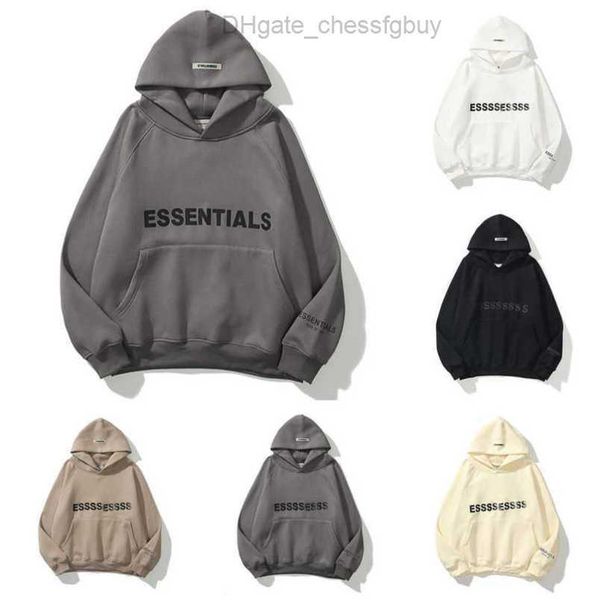 

men's essentials sweatshirts luxury jackets ess hoodies men women chest letter pullover loose hooded sweatshirt sweater casual hoodie, Black
