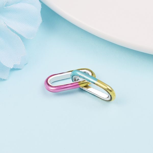 

925 sterling silver me styling tie-dye double link charm bead only fits european pandora me type jewelry bracelets necklaces, Black