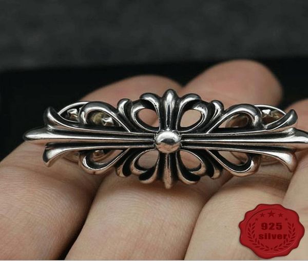 

s925 sterling silver brooch personality fashion simple cross flower letter shape punk street dance jewelry shape gift for lover1185747, Gray