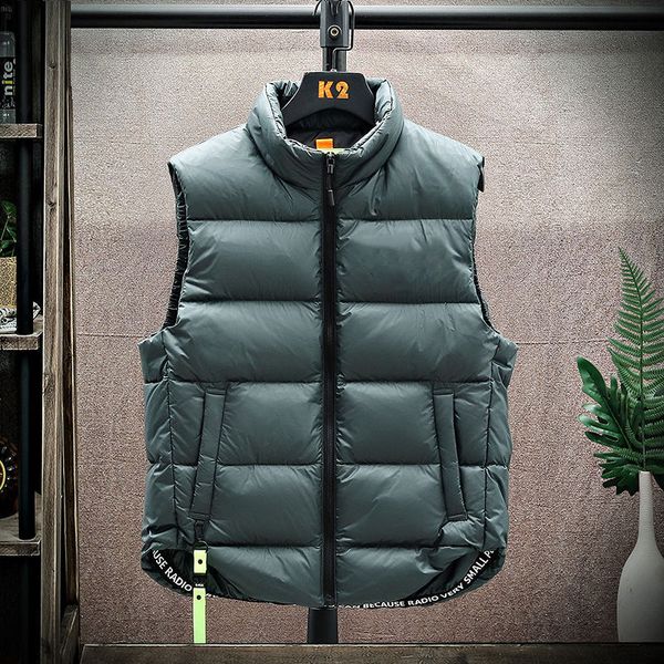 

men's vests down vest winter warm white duck puffy padded waistcoat fashionable windproof thick jacket outwear male clothes 230107, Black;white