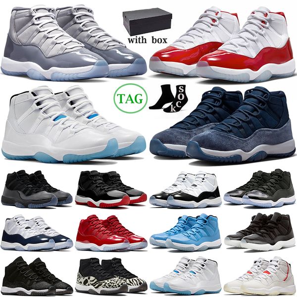 

with box 11 basketball shoes jumpman 11s midnight navy royal blue cool grey cherry pure violet concord gamma blue mens womens trainers outdo