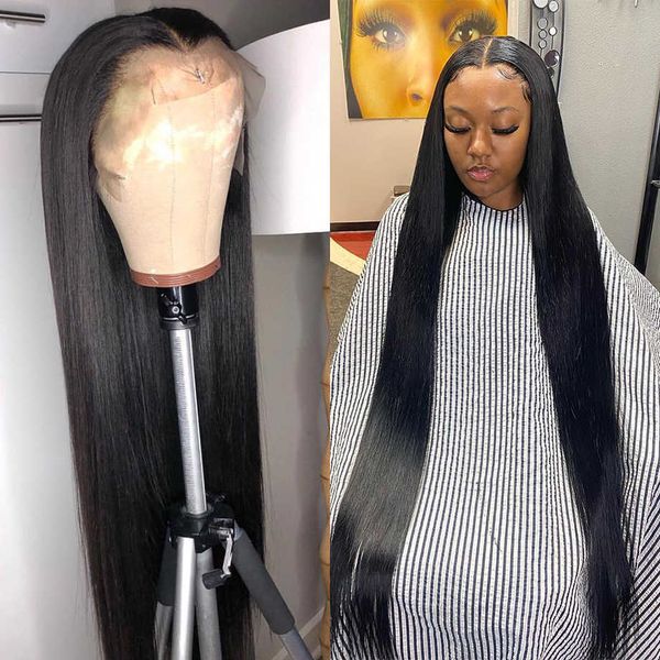 

lace wigs 13x4 straight front for women brazilian pre plucked hair 360 full hd 13x6 40 inch human frontal 230106, Black;brown