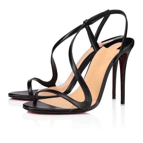 

rosalie 100mm women sandal reds sole high heel luxury brand designer pop sandals slingback sandalies patent leather thin pumps with box, Black