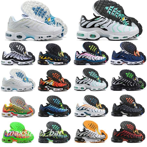 

2023 running shoes breathable sneakers sports trainer triple white black gold scarab hyper jade royal university blue mens sports tn plus 40