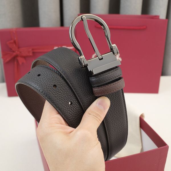 

with box brand pin buckle reversible belt fashion belts for men designer delt luxury cow genuine leather belts gold silver buckles waistband, Black;brown
