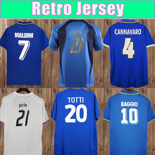 

1994 r. baggio retro soccer jerseys 1982 paolo rossi 2006 maldini ancelotti cannavaro maglia totti pirlo home away football shirt uniforms, Black;yellow