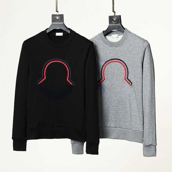 

cotton sweatshirt mensmonclair sweater hoodie embroidered long sleeved tshirt designer sweaters men round neck pullover hoodie fashion sport, Black