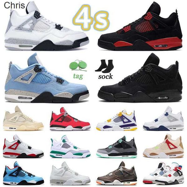 

luxury new black cat 4s jumpman 4 basketball shoes mens womens j4 university blue red thunder military black pure money wild things fire red, Black;white