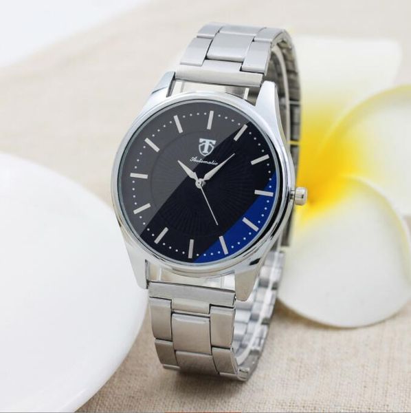 

fashion mens business watches man outdoor quartz wristwatch luxury black stainless steel bracelet men casual blue ray glass clock watch, Slivery;brown