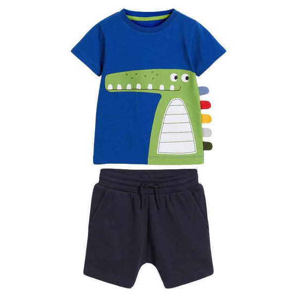 

clothing sets children summer baby boy boutique clothes toddler crocodile applique cotton birthday clothing set for kids 3 4 5 6 7 years t2, White