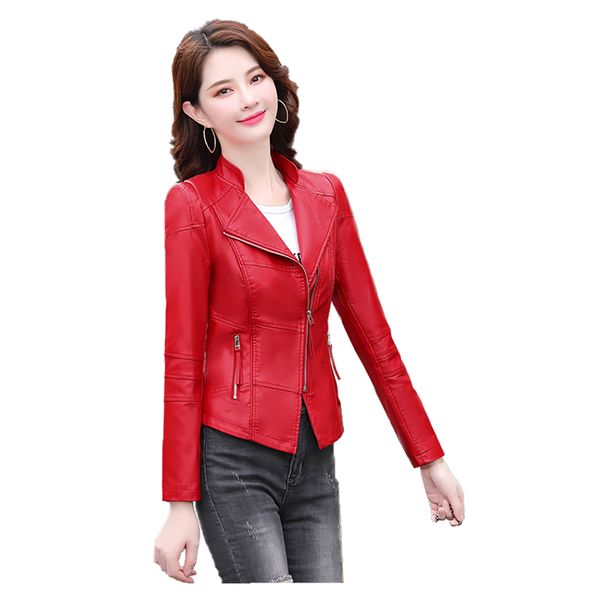 

women's leather faux fashion short streetwear lady zipper bike coat female slim pu jacket women outfit casual outwear fall girl trency, Black