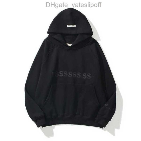 

jackets men's sweatshirts essentials luxury ess hoodies men women chest letter pullover loose hooded sweatshirt sweater casual hoodie, Black