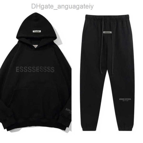 

tracksuits luxury fashion esstionals ential men's sweatshirts letter hoodies men women sportswear pant suit hooded sweater pullover co, Gray