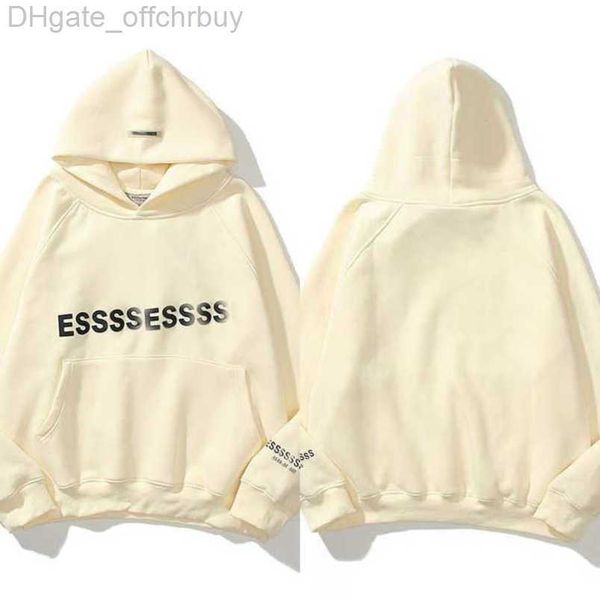 

essentials men's luxury sweatshirts jackets ess hoodies men women chest letter pullover loose hooded sweatshirt sweater casual hoodie, Black