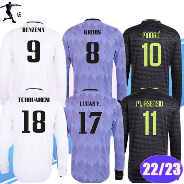 

22 23 hazard asensio modric mens soccer jerseys sergio ramos benzema isco kroos mariano marcelo home away 3rd long sleeves football shirts, Black;yellow