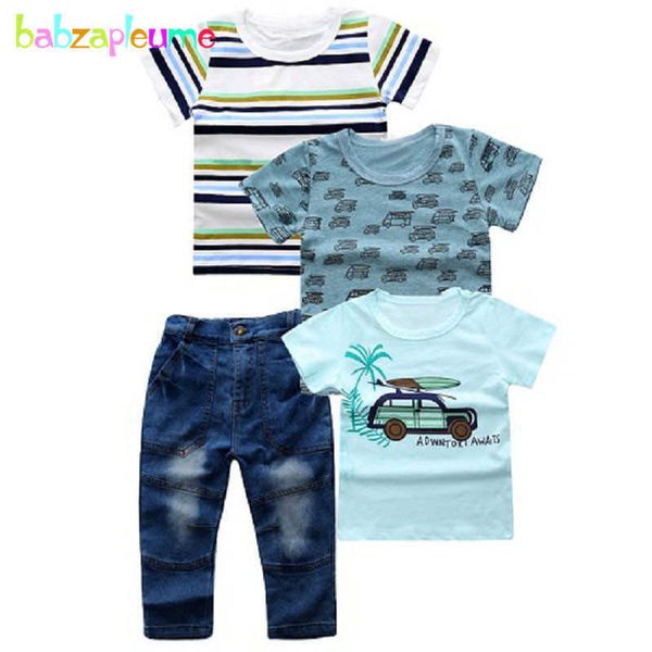 

clothing sets 4piece spring summer wear toddler boys clothing casual fashion short sleeve t-shirt baby kids jeans children clothes bc1743 t, White