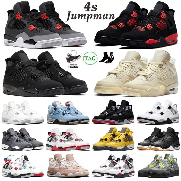 

jumpman box&sock&tag 4 4s mens basketball shoes lightning shimmer university blue white oreo cactus jack taupe haze men trainers sports snea