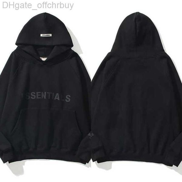 

luxury ess men's sweatshirts jackets essentials hoodies men women chest letter pullover hoodie hooded hip hop sweater casual sweatshir, Black