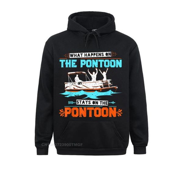 

men's hoodies & sweatshirts what happens on the pontoon stays t shirt boating captain prevalent normal long sleeve men hoods, Black