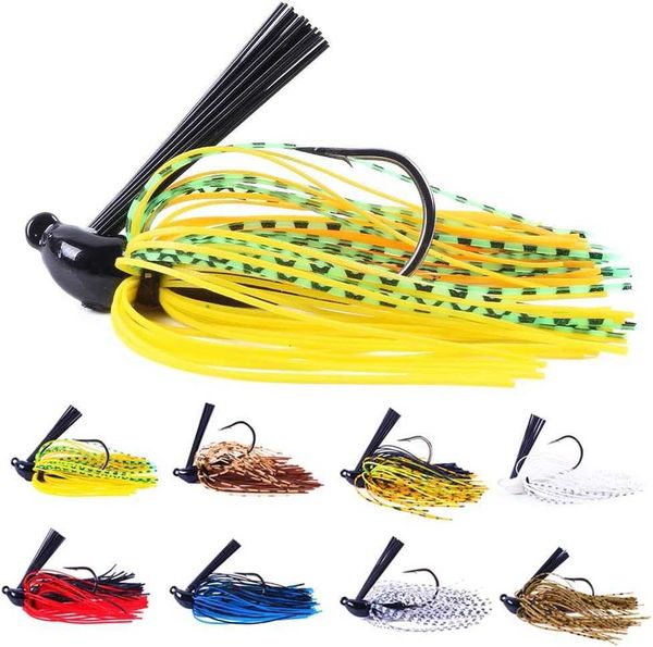 

8 pieces fishing lures weedless swimming jigs heads for bass lure saltwater fishing baits hooks with weed guard trout chatter fish bait
