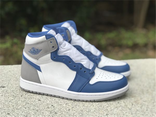 

authentic 1 high og true blue outdoor shoes men women white cement grey lost and found grey muslin black mid university blue sneakers size 3