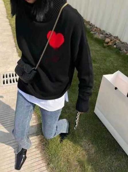 

men's sweaters designer winter fashion amis love collar knitted sweater men's casual pullover women's sweater hj, White;black