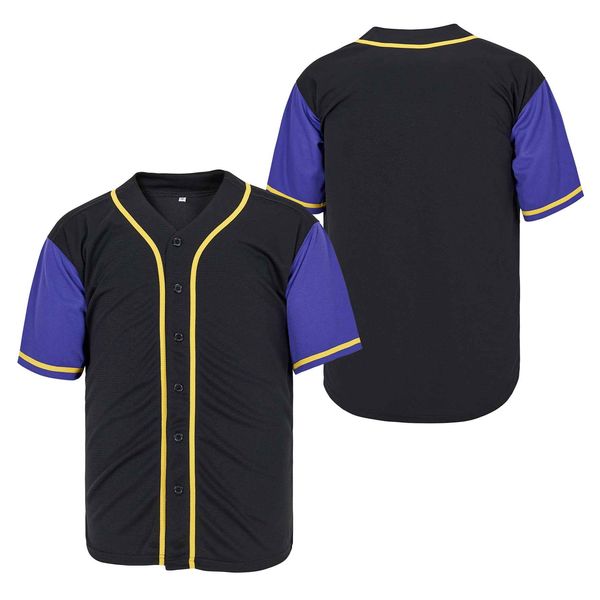 

custom black/purple authentic baseball jersey stitching name number, Blue;black