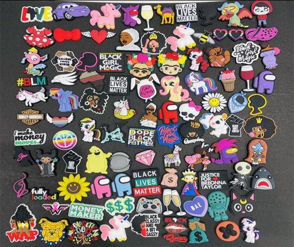 

100pcs cartoon anime boys girls shoes accessories pvc garden shoe decorations fit croc jibz charm birthday gift mix 100 styles3261080, Bronze;silver