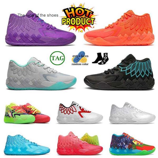 

2023lamelo shoelamelo ball mb01 basketball shoes mens purple cat beige rick and morty white silver buzz city queen city womens sneakers spor, Black