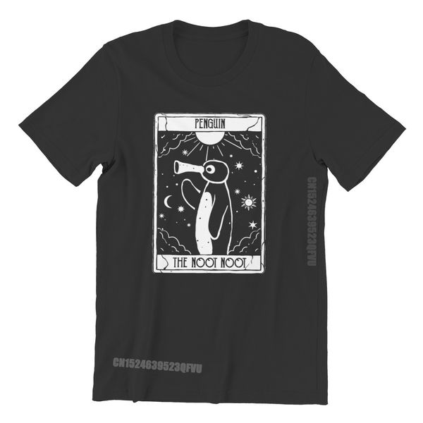 

men s t shirts pingu noot pinga tv cotton tshirts funny tarot card personalize homme men t shirts hipster tee 230107, White;black