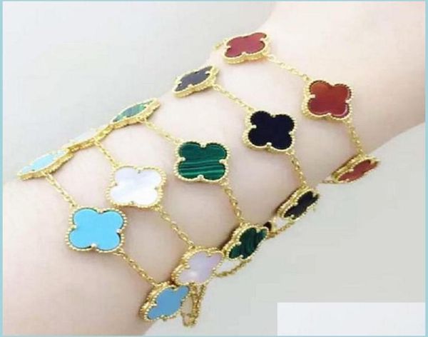 

link chain womens luxury designer chain bracelet fourleaf clover cleef bracelets 18k gold drop delivery 2021 jewelry crystalhome24306430, Black